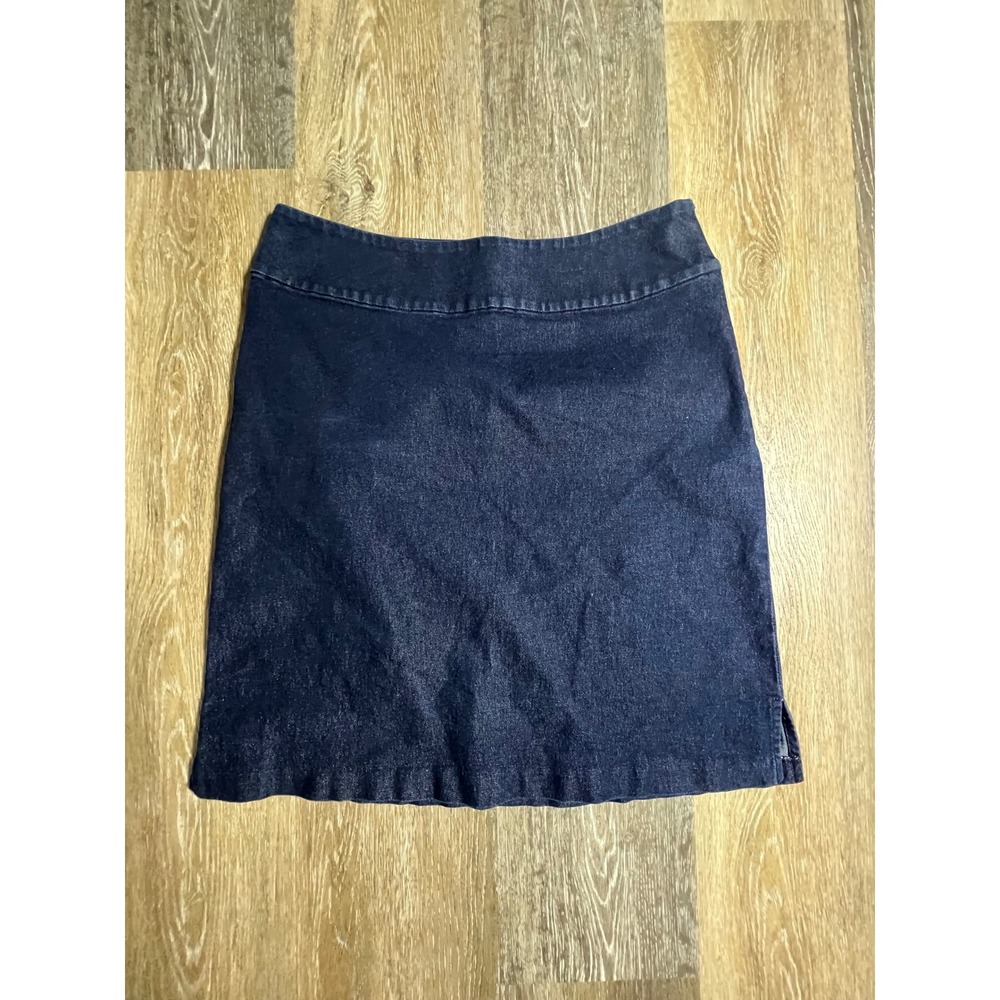 Banana Republic Denim Mini Skirt Womens 8 Dark Blue Excellent Stretch Side Slit